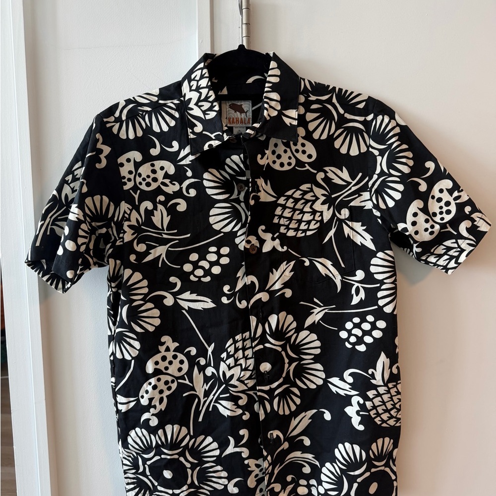 Kahala Black and White Floral Men's Shirt